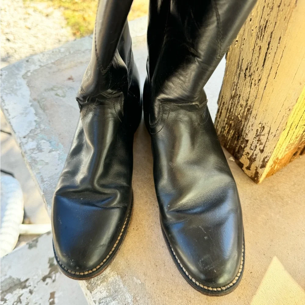 tony lama boys 5.5 B black cowboy boots